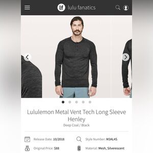 (83)lululemon Metal vent tech Henley